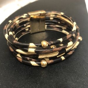Leopard magnet rope bracelet- brown and black one size-NWOT